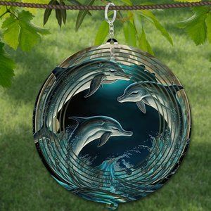 Beautiful Swimming Dolphins Wind Spinner Windspinner Made to last many years
